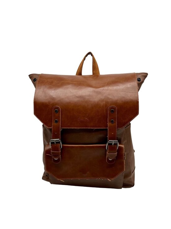 Ozebella Brown Leather Messenger Laptop Backpack main image 10
